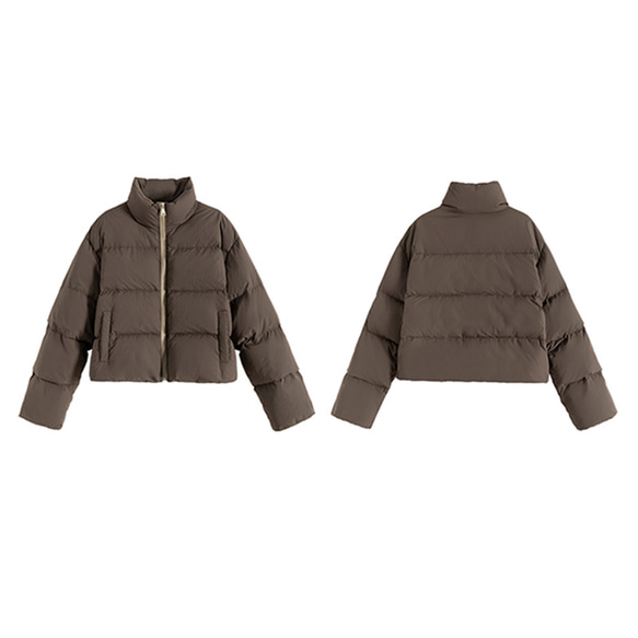 ダウンジャケット　ショートダウンジャケット　ブラウン　S-M #335 5cm　バスト