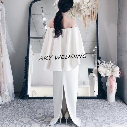 フランス風 エレガント オフショル パーティードレス スリット 細見え  