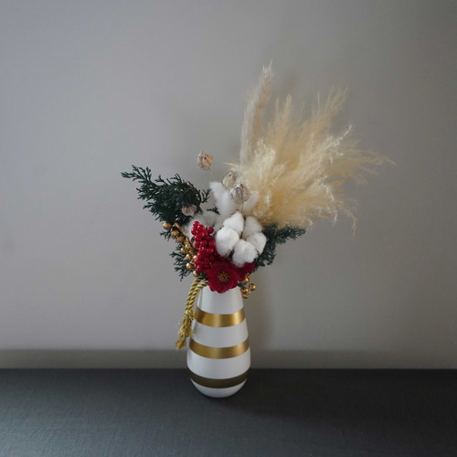 クリスマス2023】ドライフラワー・フラワーベースセット ミニスワッグ