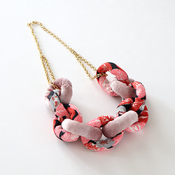 Fabric Chain Necklace Velour mix 001 2枚目の画像