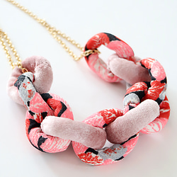 Fabric Chain Necklace Velour mix 001 3枚目の画像