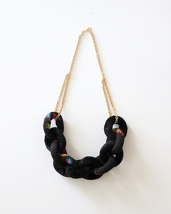 Fabric Chain Necklace Velour mix 002 1枚目の画像