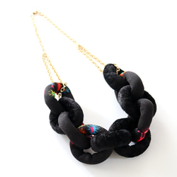 Fabric Chain Necklace Velour mix 002 2枚目の画像