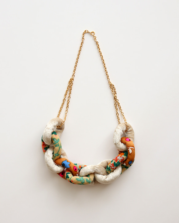 Fabric Chain Necklace Velour mix 003 1枚目の画像