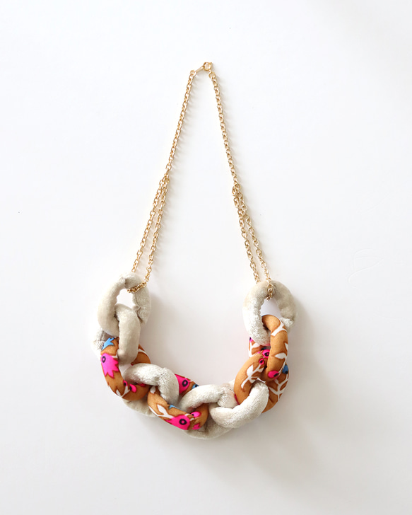 Fabric Chain Necklace Velour mix 004 1枚目の画像