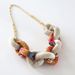 Fabric Chain Necklace Velour mix 004 2枚目の画像