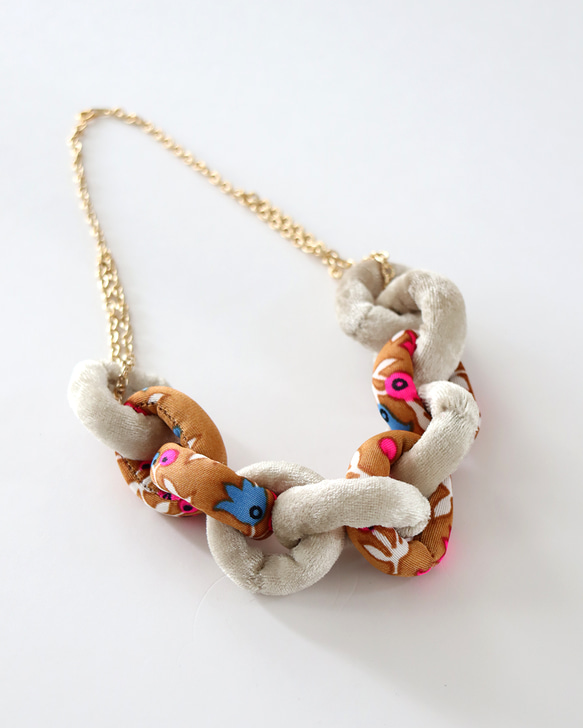 Fabric Chain Necklace Velour mix 004 2枚目の画像