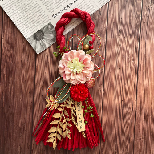 フラワーアレンジメント　お正月飾り　しめ縄リース2点 No.214 しめ縄リース フラワーリース お正月飾り 造花 玄関