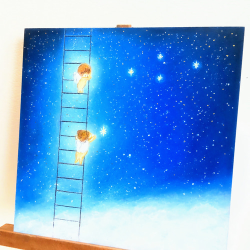 祝福の夜　ハンドメイドパステル画　絵画アート原画 抽象画『よつばのしあわせ』パステルアート 絵画 HIDEKI 通販