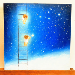 虹色の天使　絵画アート原画　パステル画 虹の空 願いをすべて 叶える 天使の魔法 【原画】オイルパステルアート