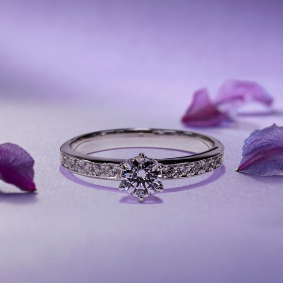 婚約指輪 エンゲージリング セットリング ダイヤモンド モアサナイト モアッサナイト 上品 プロポーズ シリーズ009 1枚目の画像