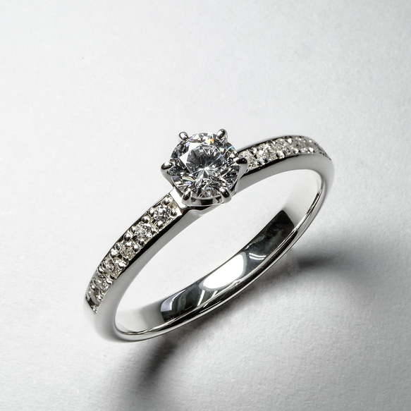 婚約指輪 エンゲージリング セットリング ダイヤモンド モアサナイト モアッサナイト 上品 プロポーズ シリーズ009 2枚目の画像