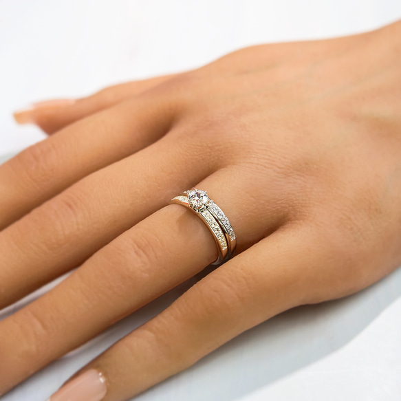 婚約指輪 エンゲージリング セットリング ダイヤモンド モアサナイト モアッサナイト 上品 プロポーズ シリーズ009 6枚目の画像