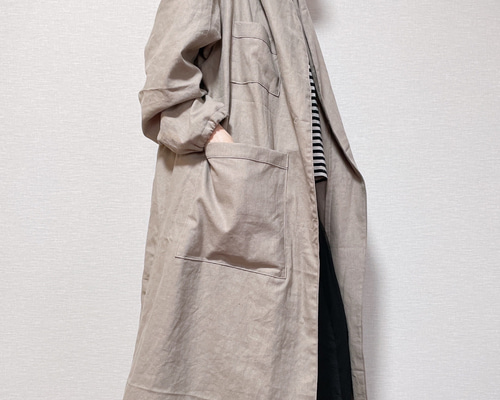 一枚でサマになる 綿麻トッパーコート グレージュ コート palpitante  
