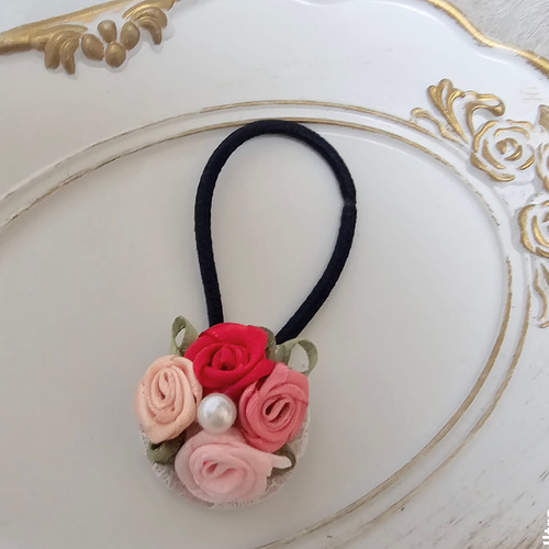 くるみボタンのヘアゴム5点、インド刺繍キーホルダーset ヘアゴム popo