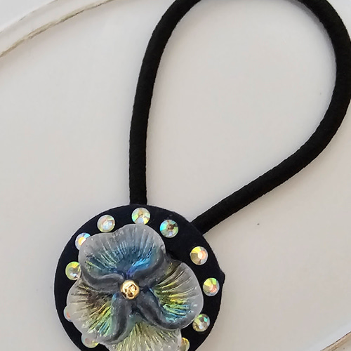 くるみボタンのヘアゴム5点、インド刺繍キーホルダーset ヘアゴム popo