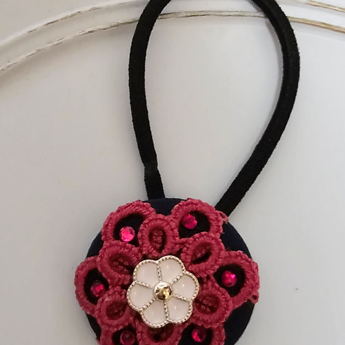 くるみボタンのヘアゴム5点、インド刺繍キーホルダーset ヘアゴム popo