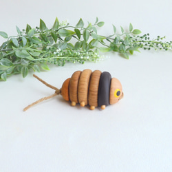 イモムシ (★台付き)  wood caterpillar 4枚目の画像