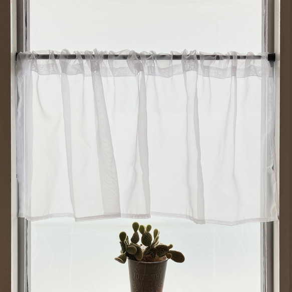 幅 130cm × 丈 43cm カフェカーテン 透け感 白系 のれん 風 小窓