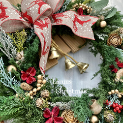 クリステル★白いトナカイ森のライトリース★クリスマスリース★フラワーリース クリステル☆白いトナカイ森のライトリース☆クリスマスリース