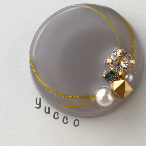 レジンヘアゴムグレージュビジュー大人パール