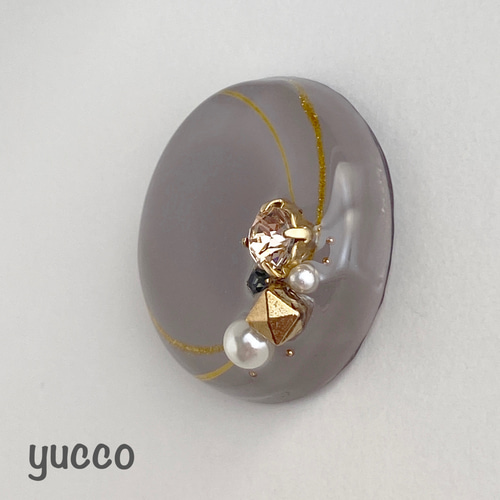 レジンヘアゴムグレージュビジュー大人パール