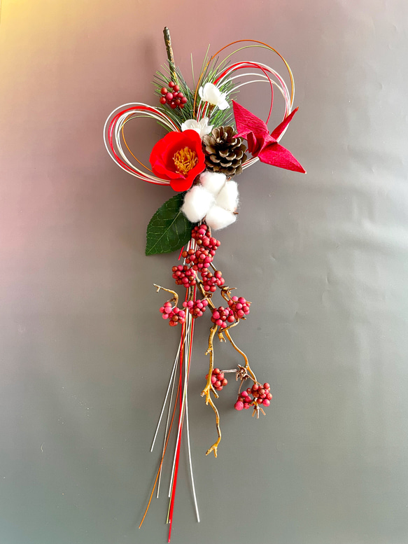 早割＊赤椿と実物の新年を祝うお正月飾り しめ縄・しめ飾り iko 通販