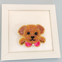 犬のビーズ刺繍ブローチ 3枚目の画像