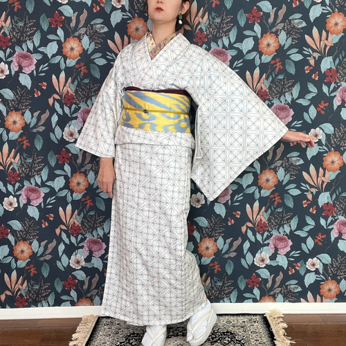 つばめタイル柄木綿着物/オフホワイト 着物 花鹿 kajika 通販