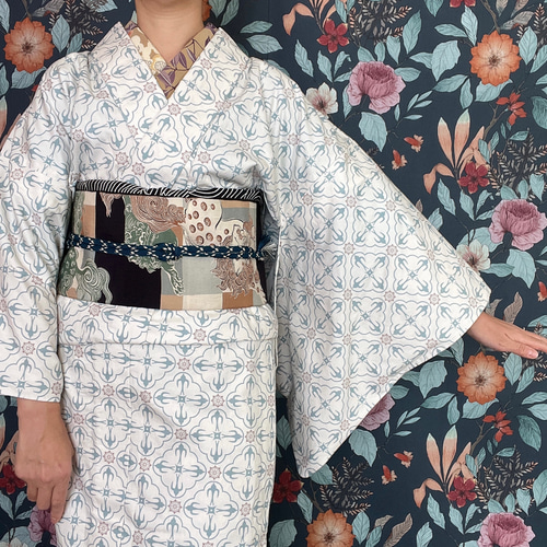 つばめタイル柄木綿着物/オフホワイト 着物 花鹿 kajika 通販