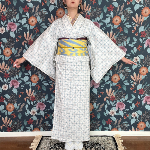 つばめタイル柄木綿着物/オフホワイト 着物 花鹿 kajika 通販