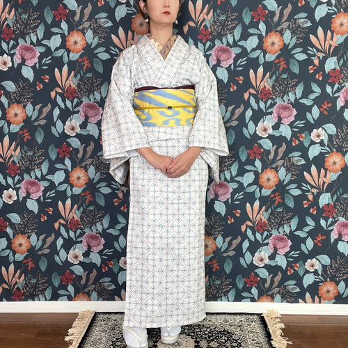 つばめタイル柄木綿着物/オフホワイト 着物 花鹿 kajika 通販