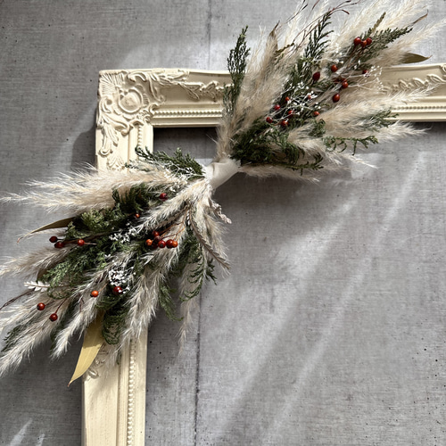 受注！再‥販！壁掛けアレンジ パンパスグラスクリスマス タペストリー