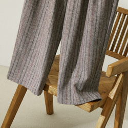 保暖舒適羊毛混紡條紋腰部吊帶褲有襯 231011-1 第5張的照片