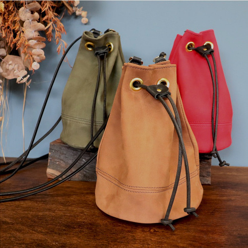 ショップニコニコ ShopNikoNiko 巾着 レザー ショルダーバッグ