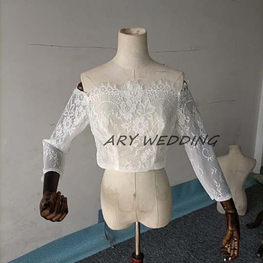 フランス風 ウエディングドレス オフショル ボレロ オフホワイト 長袖 花嫁/ブライズメイド/結婚式