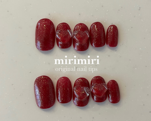 【オーダー】ネイルチップ チェリー ハート ボルドー 秋 ショートオーバル レオパード ボルドー ネイルチップ ネイル