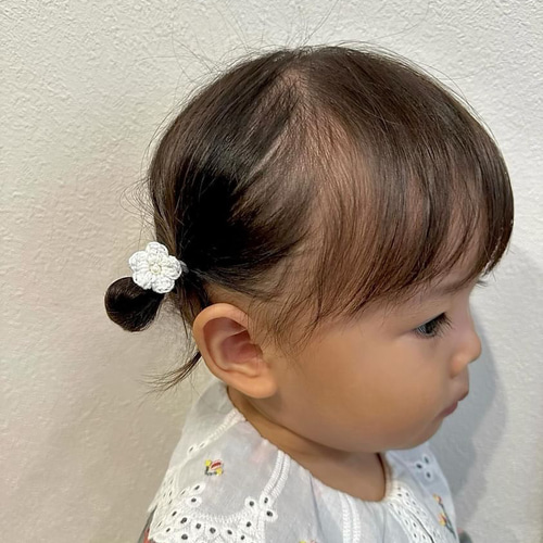全6色2つで1セット【かぎ針編みのフラワーヘアゴム】ベビーヘア