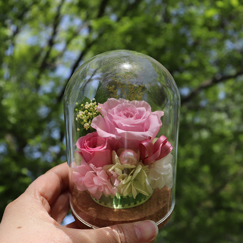 プリザーブドフラワー ガラスドーム フラワー 花 コルク インテリア