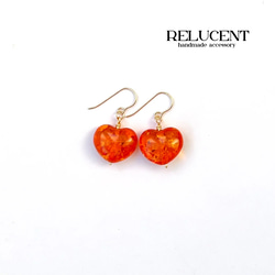 天然石ピアス ハート 天然琥珀 14kgf pierced earrings アンバー