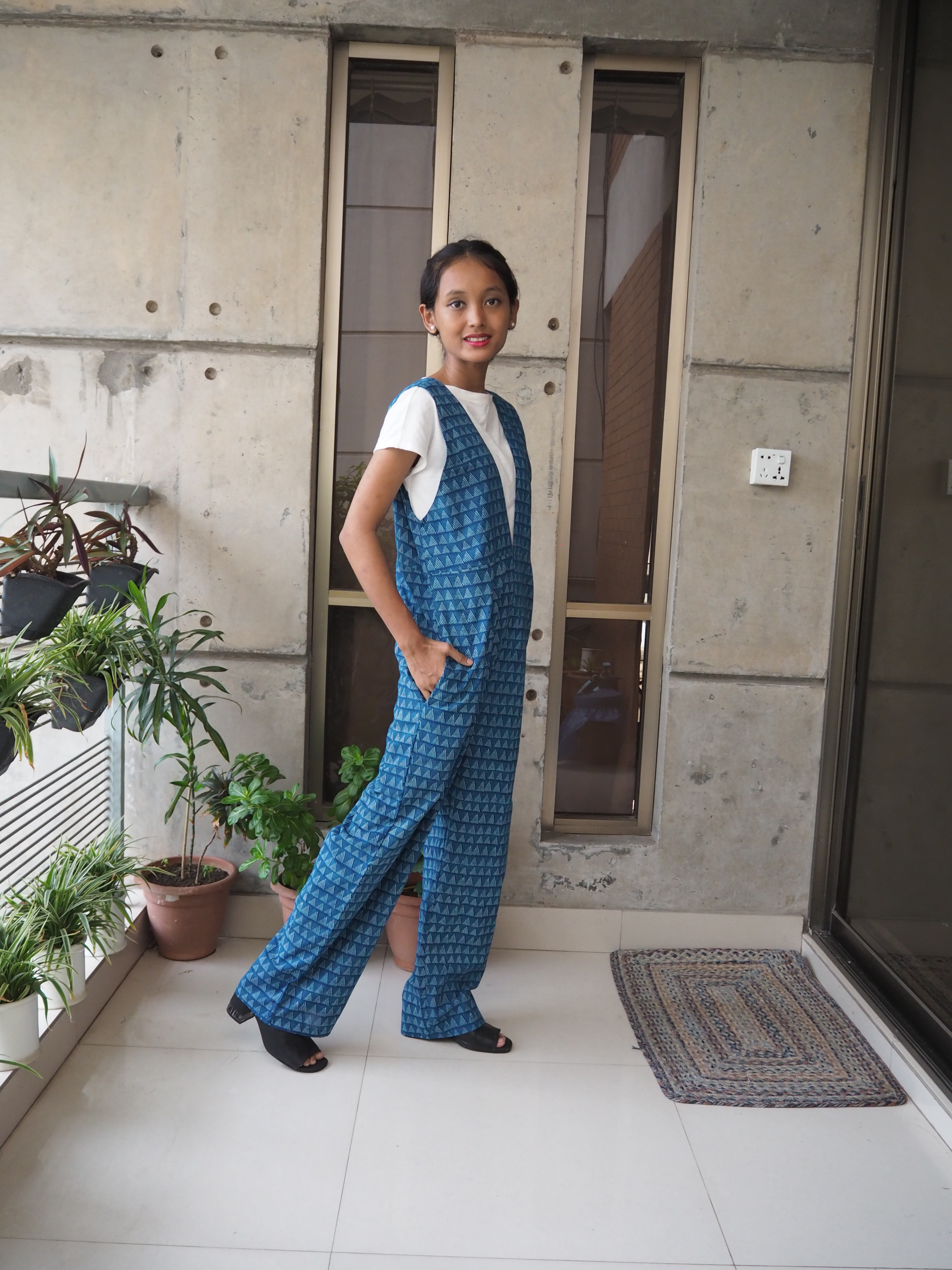 インド綿サロペット（ハンドブロックプリント）