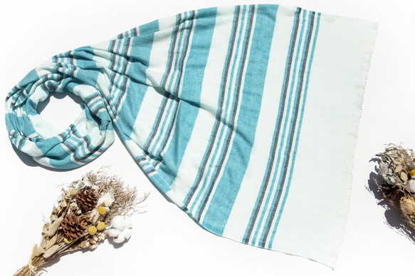 喀什米爾Cashmere 針織圍巾 純羊毛圍巾 手織圍巾 編織圍巾-藍聖誕節交換禮物 父親節禮物 好友生日禮物 母親節 第2張的照片