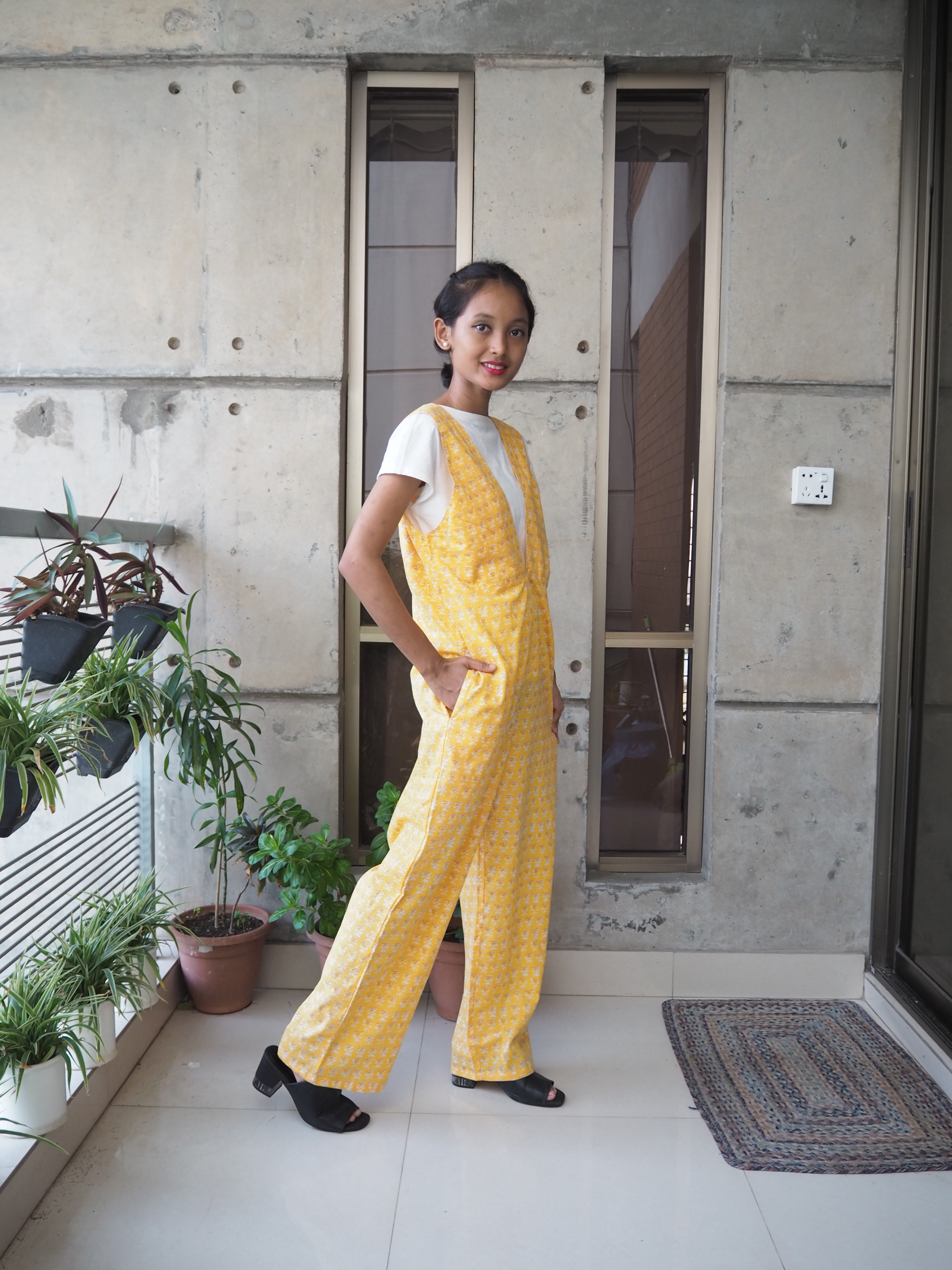 インド綿サロペット（ハンドブロックプリント）