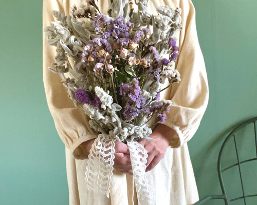 ＊専用＊ラムズイヤー&ライムボール  ドライフラワースワッグ ラムズイヤー&ライムボール ドライフラワースワッグ スワッグ fu