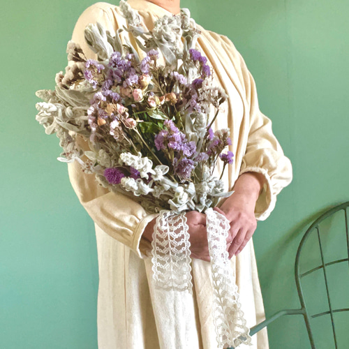 purple galley＊ラムズイヤーの花束 スワッグ Rose grass 通販