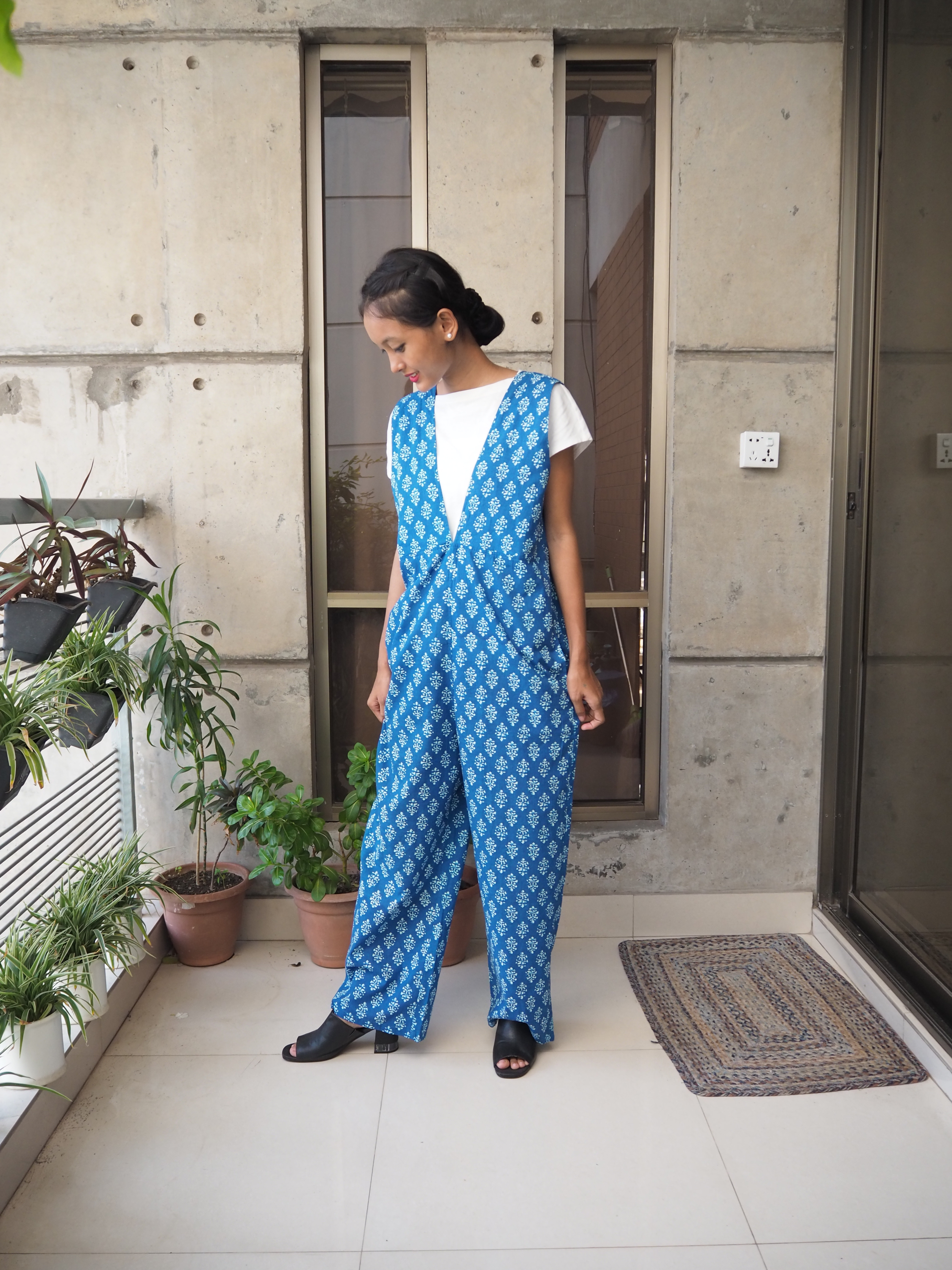 インド綿サロペット（ハンドブロックプリント）