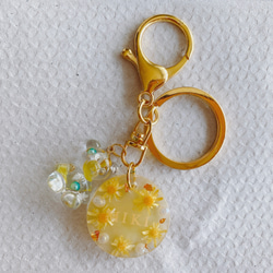 くまちゃん付き》名入れ レジン キーホルダー キーリング ドライ