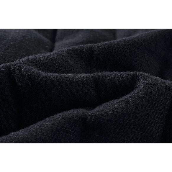 ロング中綿コート　綿麻中綿コート　暖かいコート　縦キルティング　ブラック　L275BL 12枚目の画像