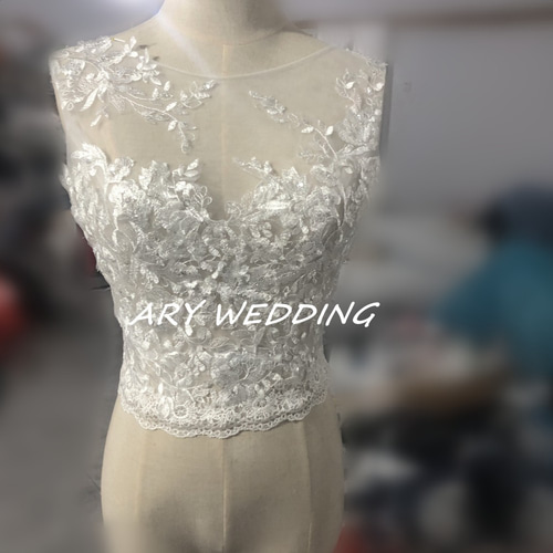 ウエディングドレス用ボレロ トップスのみ ノースリーブ くるみボタン  