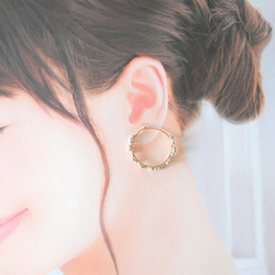 K14gf 淡水パール フープピアス Pearl pierced earrings　ゴールドフィルド製 3枚目の画像